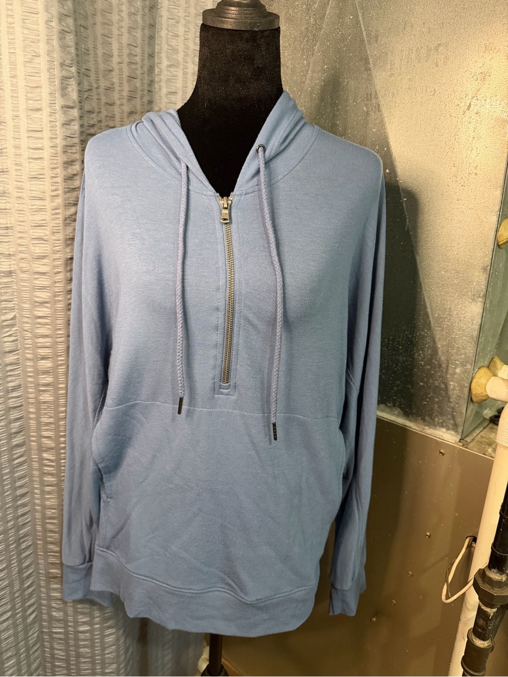 Cable & Gauge Denim Blue Hoodie Top